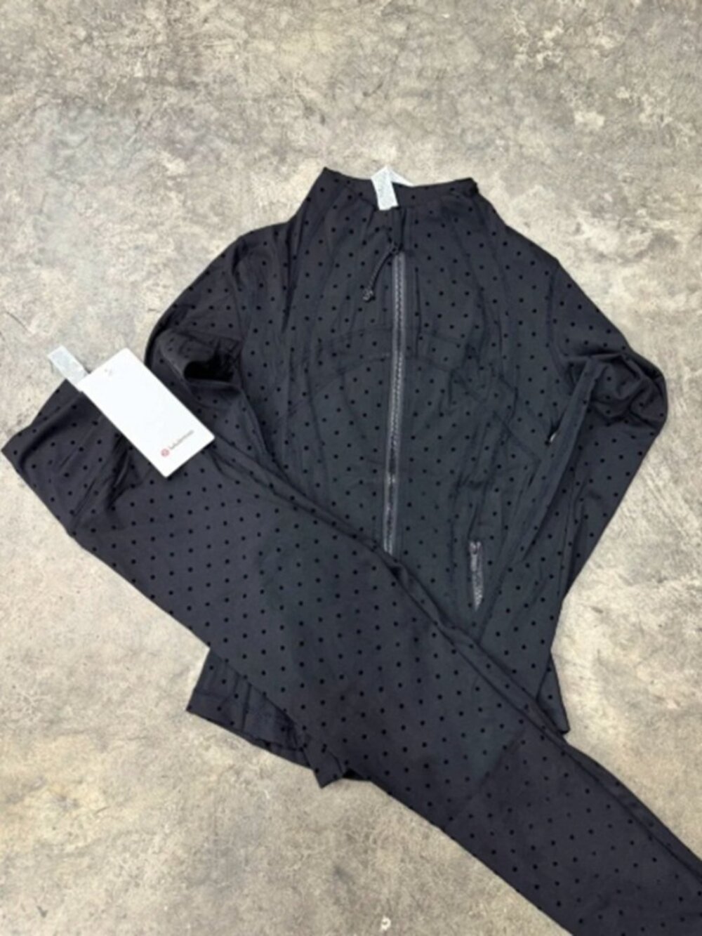 Lululemon Define Jacket + Align Pant Flocked Polka Dot Black Set NWOT